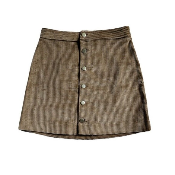 American Apparel Dresses & Skirts - American Apparel Corduroy Skirt Women's Small Brown Button Front Short